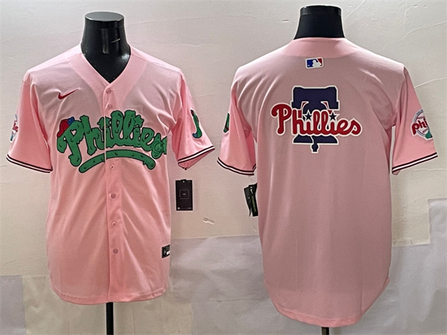 Men's Philadelphia Phillies Team Big Logo Pink Phanatic Limited Stitched Jersey Men's Philadelphia Phillies Team Big Logo Pink Phanatic Limited Stitched Jersey